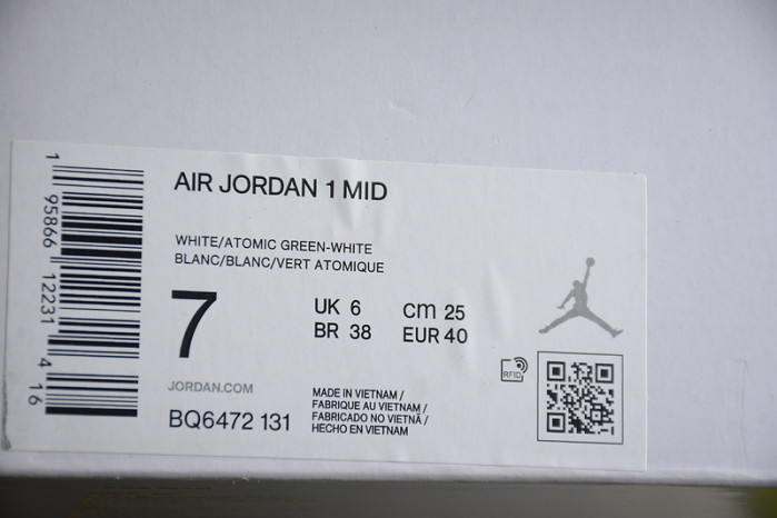 AIR JORDAN 1 MID "White Lime" BQ6472-131