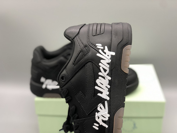 OFF-WHITE Out Of Office OOO "For Walking" Low Tops Black White OW-46
