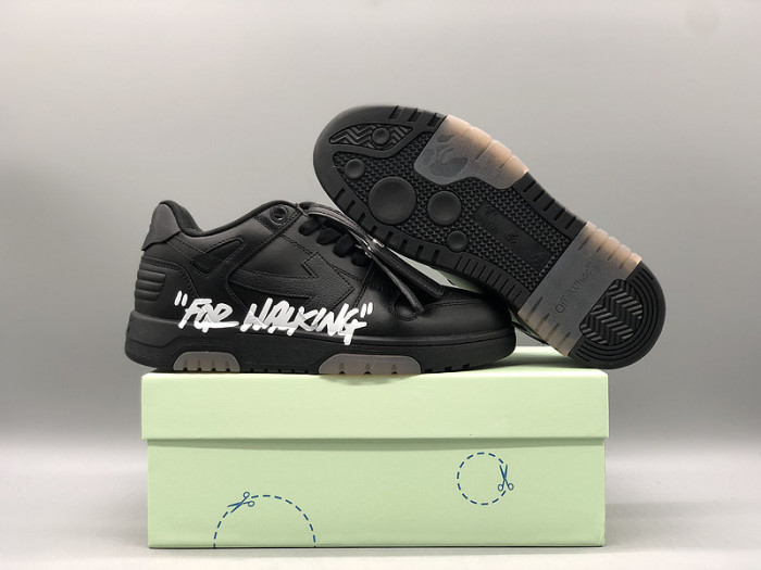 OFF-WHITE Out Of Office OOO "For Walking" Low Tops Black White OW-46