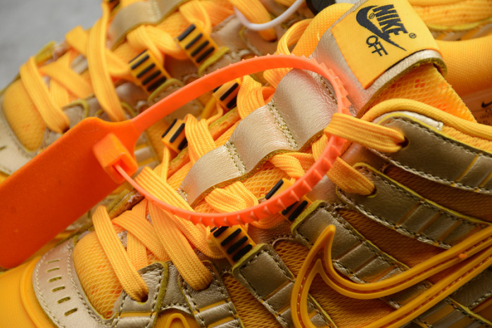 OW x Nike Air Rubber Dunk “University Gold” CU6015-700