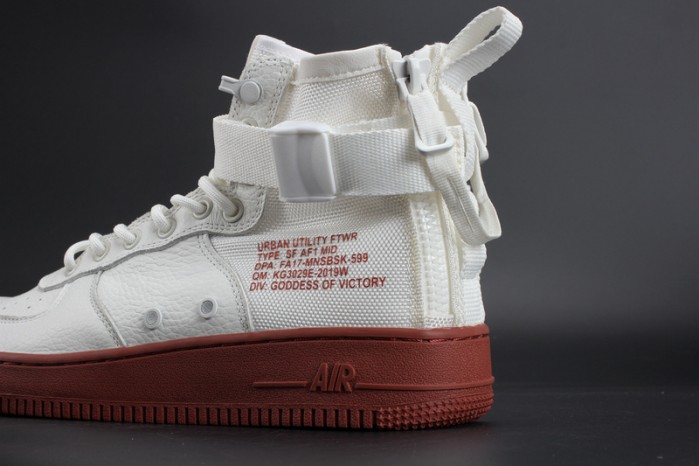 NIKE SF AIR FORCE 1 MID "RED IVORY" WHITE MENS 917753-100