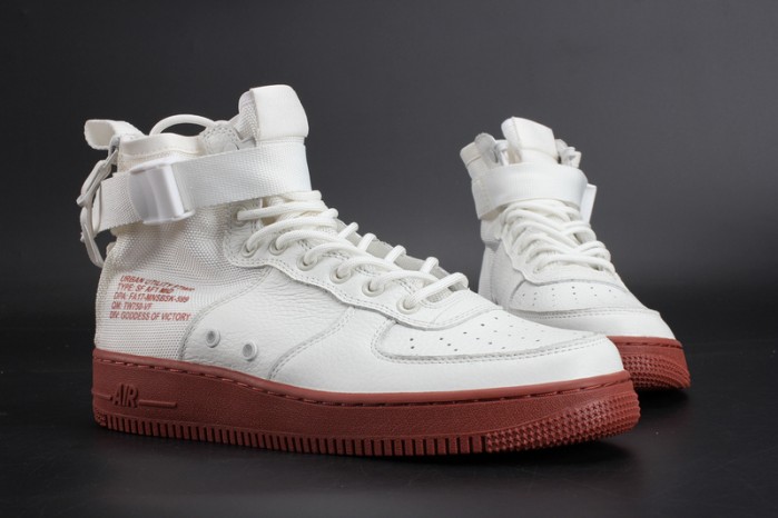NIKE SF AIR FORCE 1 MID "RED IVORY" WHITE MENS 917753-100